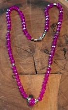 COLLANA DONNA ESTATE FUCSIA CRISTALLO SFACCETTATE IN VETRO ( E22)