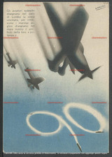 cartolina Futurista del PNF con aerei tedeschi in picchiata  - ill. C. Mancioli