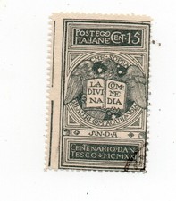 1921 REGNO FRANCOBOLLI DANTE NON EMESSO 15. c annullato decentrato
