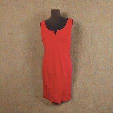Vestito tubino rosso senza maniche abito longuette aderente scollo rotondo tg 48