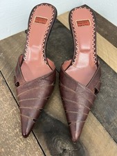 Goffredo Fantini Mules donna tacco a gattino taglia 36/5,5 punta pelle marrone