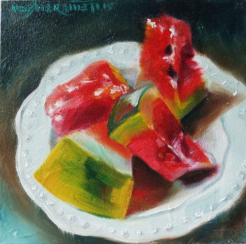 Piatto dipinto olio natura