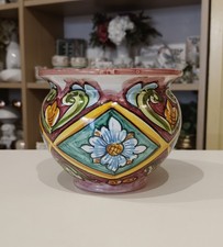 Vaso Caspo' In Ceramica Di Caltagirone Dipinto A Mano