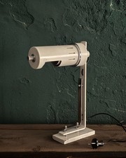 Lampada da tavolo vintage art Decò bianca anni '40 con illuminazione variabile