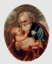 Quadretto con miniatura ovale cm. 4x5 da  "San Giuseppe col Bambino" di G. Reni