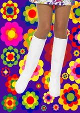 524✪ Copri stivali hippie gogo festival anni 60 70 copricostume bianco