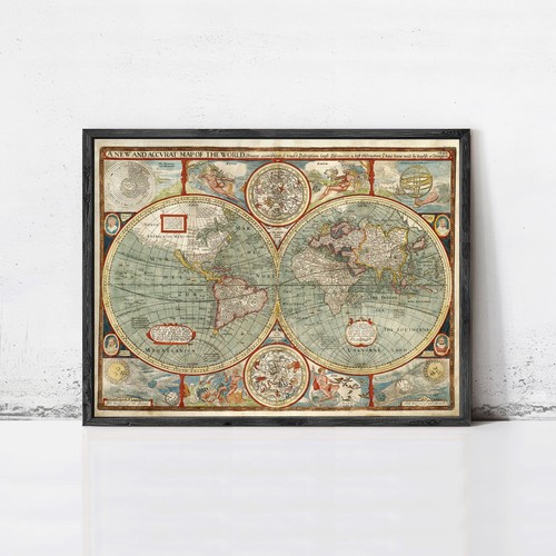 Vecchia mappa del mondo 1627 - mappa,