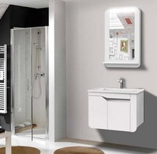 MOBILE BAGNO ARREDO BAGNO COMPLETO PENSILE 60CM BIANCO LAVABO SPECCHIO RUBINETTO
