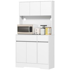 HOMCOM Mobile Cucina Moderno con 4 Armadietti e 2 Cassetti 100x38x180cm Bianco