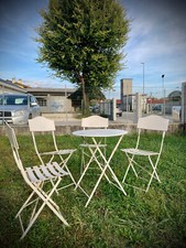 SET DA GIARDINO FERRO BATTUTO TAVOLO TONDO 4 SEDIE CHIUDIBILI TERRAZZO DEHOR BAR