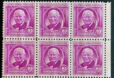 Francobolli Stati Uniti, Scott #960 William Allen Emissione Bianca 1948 3c Blocco di 6 XF M/NH