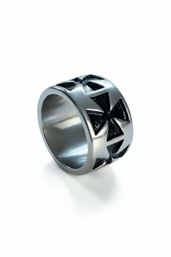 Anello uomo acciaio - acciaio, croce