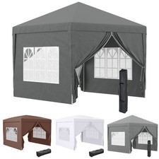 Outsunny Gazebo 3x3 da Giardino in Acciaio con Pareti Laterali