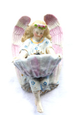 ANTICA ACQUASANTIERA PORCELLANA ANGELO CUSTODE ACQUA BENEDETTA RELIQUIA BENITIER