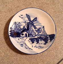 PIATTO~PIATTINO DECORATIVO ceramica dipinta a mano, da parete~Delft Blue~vintage