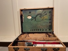 Antico pallet dipinto artista e campo portatile pigmenti permanenti custodia da viaggio