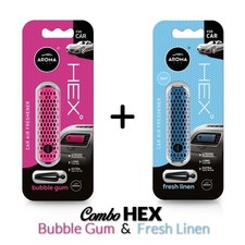Deodorante profumo auto bocchetta Combo HEX: 1 pz Bubble gum+1 pz Fresh Linen