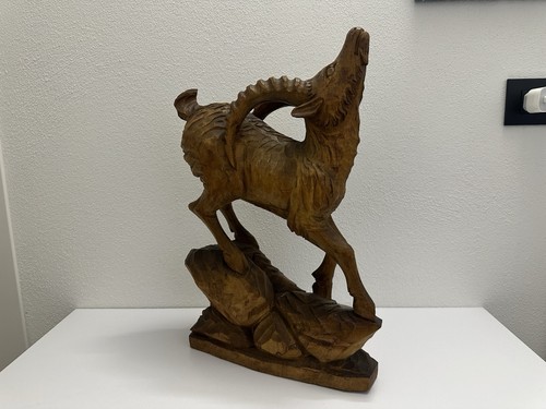 Scultura stambecco legno - stambecco,