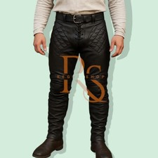 Pantaloni gay uomo stile stringati pelle nera in vera pelle di agnello pantaloni gay