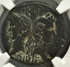 Augusto Agrippa Gallia Nemausus AE Dupondius 9/8-3 a.C. Coccodrillo NGC F