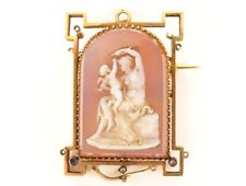 Spilla Oro Massiccio 18 Carati Cameo Donna Antico Angioletto Napoleone III