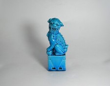 A180) Magnifica statua cane di fo maschio in porcellana turchese