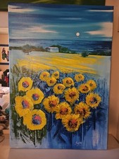 Mario Soave olio su tela mista su tela cm. 70x100 anche lodola manera kostabi 