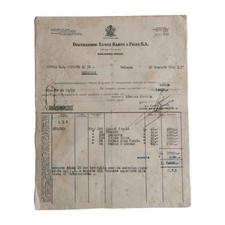 1943 Distillerie Luigi Sarto & Figli S.A. Bologna Fattura C02751 