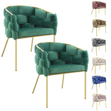 Set 2 Poltrone Imbottite Baloon Bubble ARABELLA Effetto Velluto Struttura in Oro