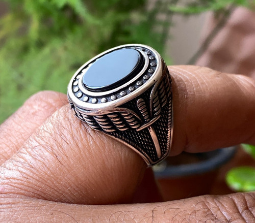 Anello uomo fatto mano agata - a,