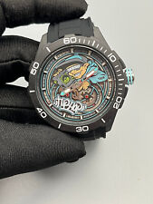 Orologio Automatico Meccanico Uomo Street Art Rapper Racing Carbonio Silicone