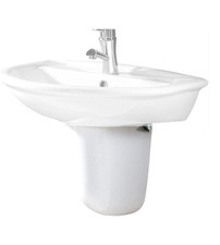 SEMICOLONNA IN CERAMICA BIANCO PER LAVABO SOSPESO "SERIE FIORE".