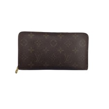 Autentico portafoglio continentale lungo Louis Vuitton vintage monogramma tela zip