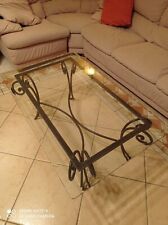 tavolino da salotto in cristallo e ferro battuto