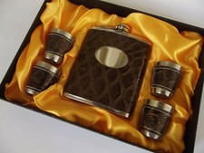 set fiaschetta rivestita con bicchieri whisky grappa alcool collezionismo
