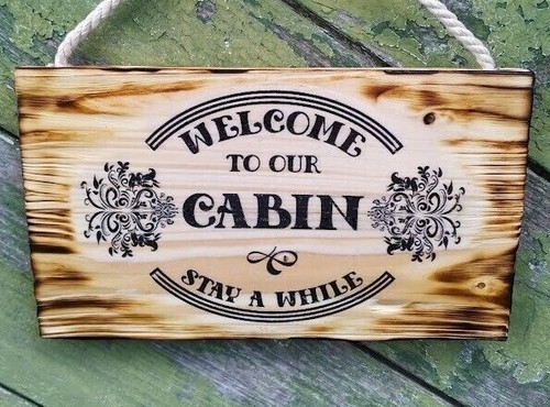 Targa insegna welcome cabin - insegna,