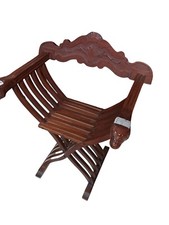 "Sedia Savonarola Antica in Legno Intagliato - Stile Rinascimentale"