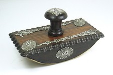 Porta inchiostro da scrivania in argento massiccio + palissandro massiccio XIX s