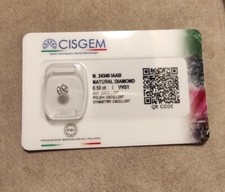 Diamante naturale nuovo 0.5 ct VVS1 colore I Excellent in blister