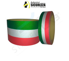 Fascia banda adesiva Tricolore bandiera Italiana Italia RIFRANGENTE 25/50mm