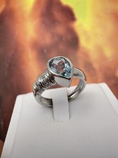 # anello ACQUAMARINA ring  VERO ORO  18KT(750)  BRILLANTI CT 0,08 NATURALI