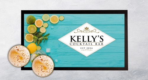 Personalised bar runner mat - personalised,