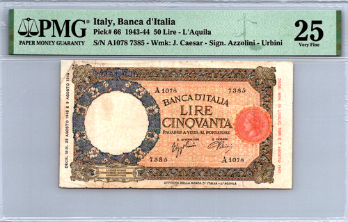 Italy lire 1943 1944 pmg - italy,