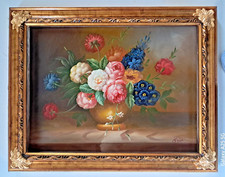 QUADRO FIORI CORNICE LEGNO ORO