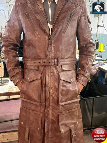 Trench cappotto uomo pelle