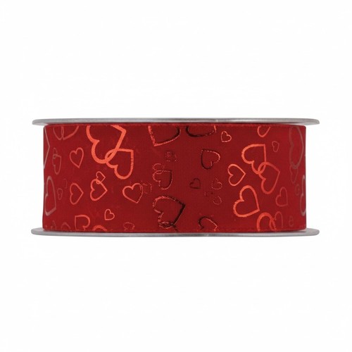 Nastro velluto rosso - rosso, cuori