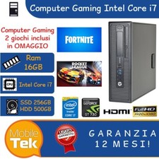 PC COMPUTER GIOCO GAMING INTEL CORE i7 RAM 16GB 256SSD + 500HDD NVIDIA GT730 4GB
