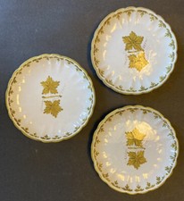 3 piatti vintage in maiolica italiana Guido Gambone foglie d'oro metà secolo 6,25"