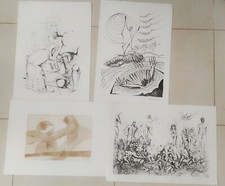 ♥ 4 GRAFICHE LITOGRAFIE VARIE ANNI 70 80 VINTAGE QUADRI CORALLO DURSATI LA GIOIA