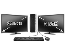 PC Computer HP AMD Quad Core Windows 11 con Doppio Monitor LCD 24" Bluetooth